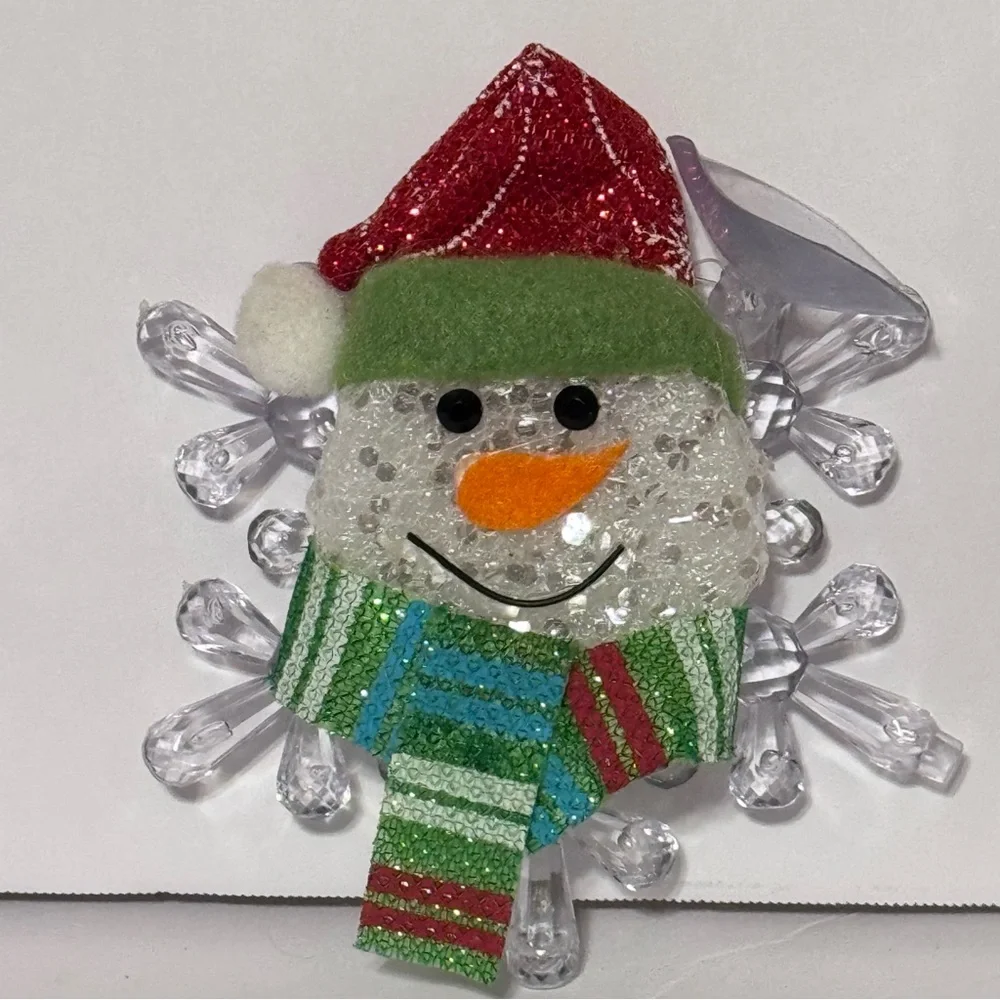 Pair of Snowmen on Snowflakes Plastic Hanging Christmas‎ Decor Suction Cup